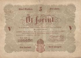 1848. 5Ft (2x) "Kossuth bankó" barna T:restaurált