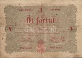 1848. 5Ft "Kossuth bankó" piros T:III