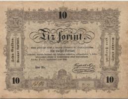 1848. 10Ft "Kossuth bankó" T:III hajtásnál beszakadás