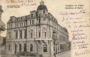 Sofia Hauptpost mit Straßenbahn