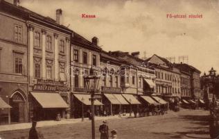 Kassa main street with MÁV office and the shop of Ernő Binder (EK)