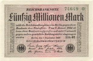 Német Birodalom / Weimari Köztársaság 1923. 2.000.000M T:III + 50.000.000M (2x) T:I
