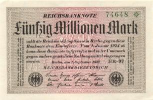Német Birodalom / Weimari Köztársaság 1923. 2.000.000M T:III + 50.000.000M (2x) T:I