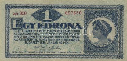 1920. 1K (2x) eltérő színű sorszámozással T:I-,II