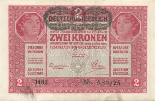 1917. 2K (4x) "Deutschösterreich" felülbélyegzéssel közte 2db egymásutáni sorszámozással, ...