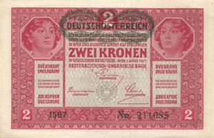 1917. 2K (4x) "Deutschösterreich" felülbélyegzéssel közte 2db egymásutáni sorszámozással, ...