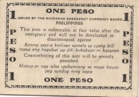 Fülöp-Szigetek / II. Világháborús megszállás alatti szükségpénzek / Cebu /Negros /Mindanao 1941. 1P ...