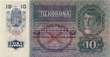 1915. 10K (2x) "Deutschösterreich" klf árnyalatú felülbélyegzéssel, eltérő nyomat mérettel T:I