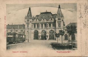 2 db századforduló korabeli, futott határontúli Vasútállomás (Szabadka és Temesvár) képeslap, jó minőség / Temesvár and Szabadka railway station, 2 cards