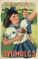 Gyümölcs és Egészség - 3 db régi magyar kampánylap