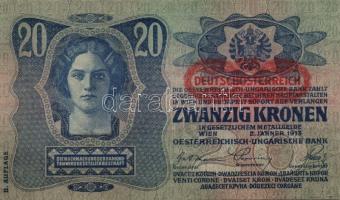 1913. 20K (5x) II.kiadás vízszintes piros "Deutschösterreich" felülbélyegzéssel egymás utá...
