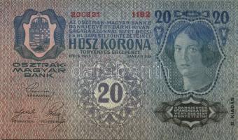 1913. 20K (5x) II.kiadás vízszintes piros "Deutschösterreich" felülbélyegzéssel egymás utá...