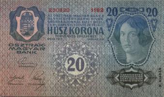 1913. 20K (5x) II.kiadás vízszintes piros "Deutschösterreich" felülbélyegzéssel egymás utá...