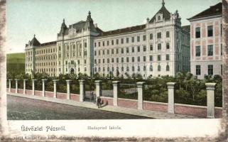 2 db régi Pécs képeslap (Székesegyház és Hadapród Iskola)