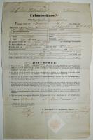 1857 Útlevél Kis-Zomborba / Passport