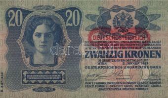 1913. 20K (2x) II.kiadás vízszintes piros "Deutschösterreich" felülbélyegzéssel T:I