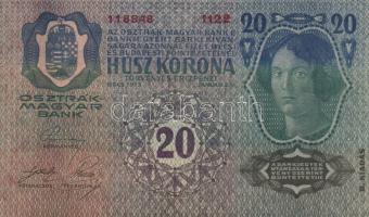 1913. 20K (2x) II.kiadás vízszintes piros "Deutschösterreich" felülbélyegzéssel T:I