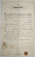 1863 Szegedi szabó-céh tanuló és szabadítólevele 15kr okmánybélyeggel és sérült viaszpecséttel