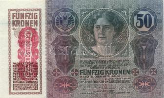 1914. 50K "Deutschösterreich" felülbélyegzéssel T:I + 1912. 100K T:III