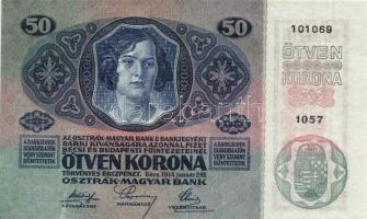 1914. 50K "Deutschösterreich" felülbélyegzéssel T:I + 1912. 100K T:III