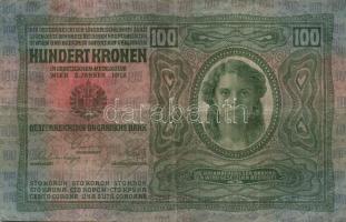 1914. 50K "Deutschösterreich" felülbélyegzéssel T:I + 1912. 100K T:III