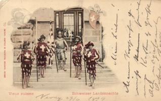 Svájc - 2 db érdekes régi képeslap, az egyik litho