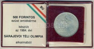 1984. 500Ft Ag "Sarajevoi Téli Olimpia" T:BU Csak 8000db! Eredeti tokban, tanúsítvánnyal!