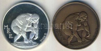 1990. "MÉE - 100 éve született Ferenczy Béni" Ag + Br emlékérem pár T:PP,1