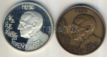 1990. "MÉE - 100 éve született Ferenczy Béni" Ag + Br emlékérem pár T:PP,1