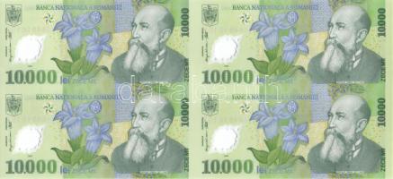 Románia 2001. 10.000L összefüggő vágatlan 4-es tömbben számozott(2803.) tanúsítvánnyal T:I csak 5000db! R!