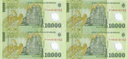 Románia 2001. 10.000L összefüggő vágatlan 4-es tömbben számozott(2803.) tanúsítvánnyal T:I csak 5000...
