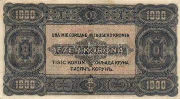 1923 1000K piros "8 FILLÉR - NYOLC FILLÉR" felülbélyegzéssel T:II-