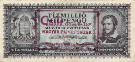 1945-46. 1.000.000P (2x) + 10.000.000P + 1.000.000MP + 10.000.000MP (2x) mindegyik "Csili 1975....