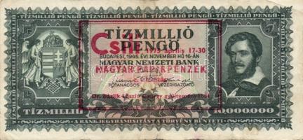 1945-46. 1.000.000P (2x) + 10.000.000P + 1.000.000MP + 10.000.000MP (2x) mindegyik "Csili 1975....