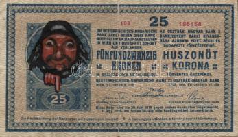 1918. 25K kis méretű sorszámozással és gúnyrajzzal, hullámos hátlap T:III