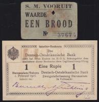 Német Birodalom / Császárság / Német Kelet-Afrika 1916. 1R "O2" széria T:I- + Belgium cc. 1941. kenyérjegy T:III