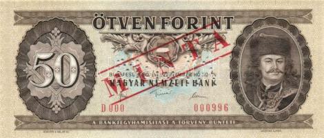 1980. 50Ft "MINTA" perforációval és felülnyomással "D 000" sorozatszámmal T:I