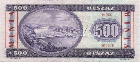 1969. 500Ft "MINTA" perforációval és felülnyomással "E 000" sorozatszámmal T:I