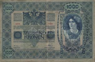 1902. 1000K 2klf ellenbélyegzővel: (hamis?)piros "Magyarország" körbélyegző Andráskereszte...