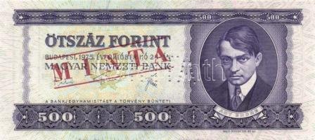 1975. 500Ft "MINTA" perforációval és felülnyomással "E 000" sorozatszámmal T:I