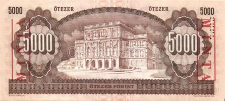 1993. 5000Ft "MINTA" perforációval és felülnyomással "J 00000300" sorozatszámmal...