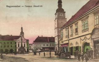 Nagyszombat Franz Joseph square with textile shop (Rb)