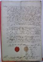 1818 A porgányi és klárafalvai kertészek Önkéntek felajánlása a zombori plébániának fizetendő évi juttatásokról, Szombor városa, a szombori valamint az apátfalvai plébános viaszpecsétjével