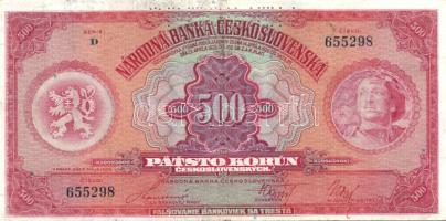 Csehszlovákia 1929. 500K "SPECIMEN" lyukasztással T:III