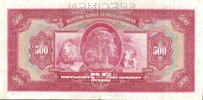 Csehszlovákia 1929. 500K "SPECIMEN" lyukasztással T:III
