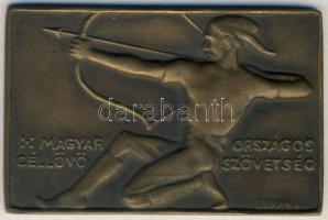 1928 Magyar Országos Céllövő Szövetség - Hadi fegyver csapat réz díjérem, szign: Berán L. T:2