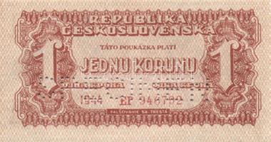 Csehszlovákia 1944. 1K "V.H." "SPECIMEN" lyukasztással T:I