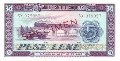 Albánia 1976. 1L, 3L, 5L, 10L, 25L, 50L, 100L sor 6 klf db mindegyik "SPECIMEN" lyukasztás...