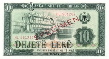 Albánia 1976. 1L, 3L, 5L, 10L, 25L, 50L, 100L sor 6 klf db mindegyik "SPECIMEN" lyukasztás...