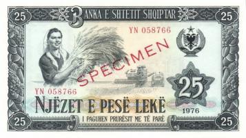 Albánia 1976. 1L, 3L, 5L, 10L, 25L, 50L, 100L sor 6 klf db mindegyik "SPECIMEN" lyukasztás...